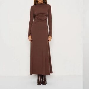 Reformation Chocolate Long Sleeve Maxi Dress